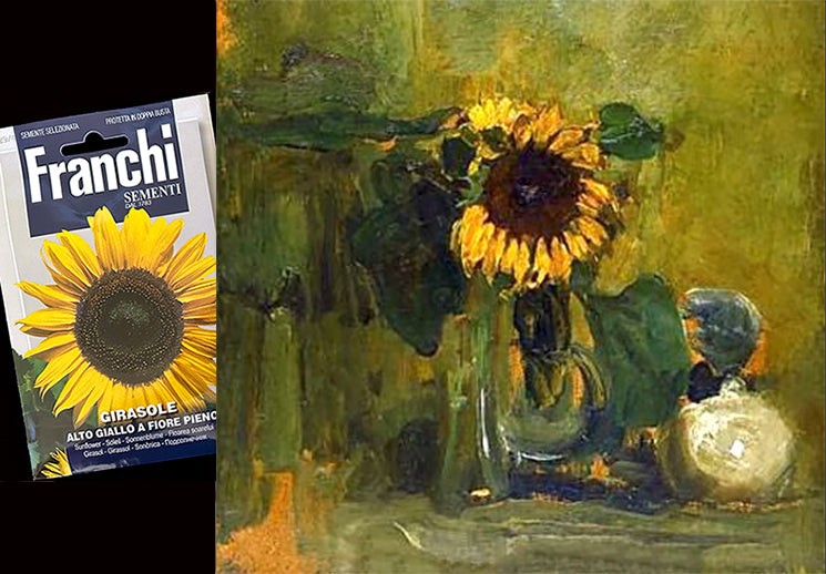 The Masters' Sunflowers - Still Life with Sunflower by Piet Mondrian with Franchi Sementi Seed Packet