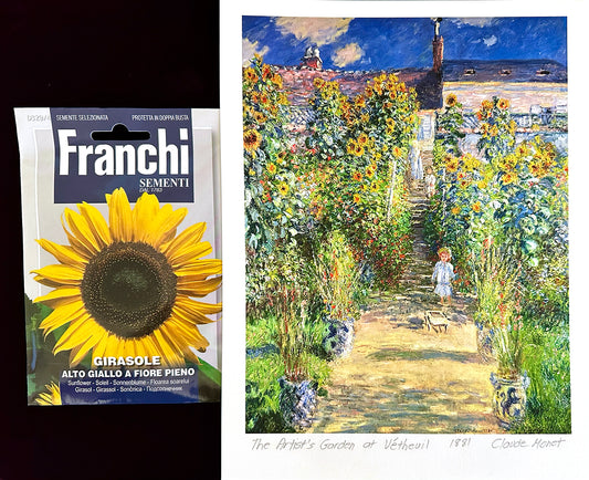 The Masters' Sunflowers - The Artist's Garden at Vétheuil by Claude Monet with Franchi Sementi Seed Packet