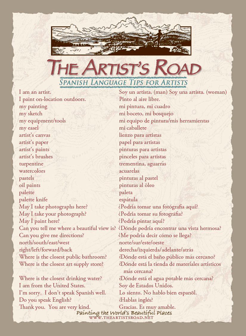 Spanish Language Tips for Artists Card